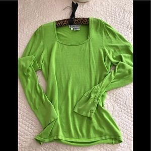 Carlisle top in yummy lime green.  Long sleeves.